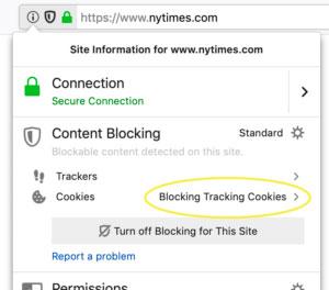 Función de bloqueo de cookies en Firefox